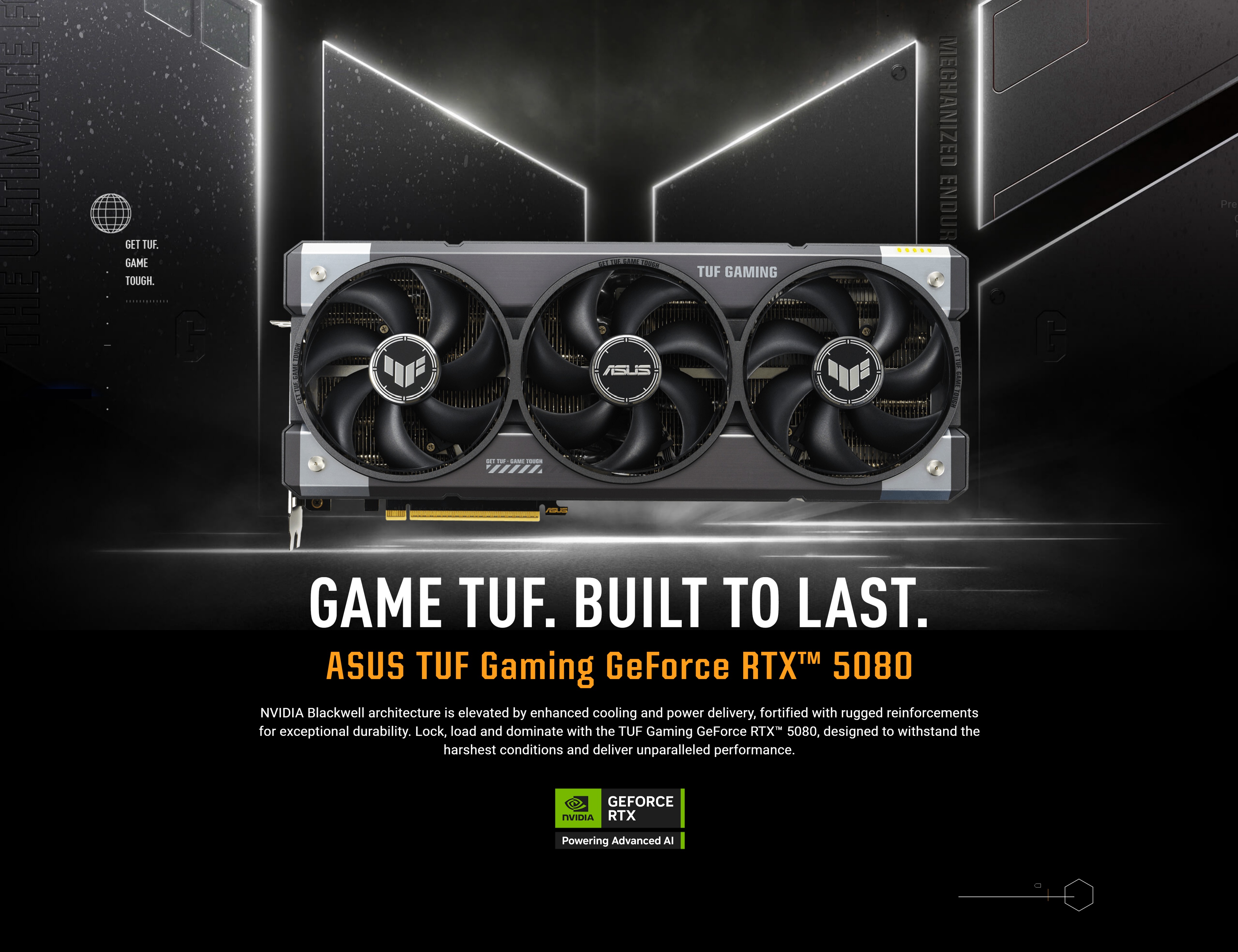 A large marketing image providing additional information about the product ASUS GeForce RTX 5080 TUF Gaming OC 16GB GDDR7 - Additional alt info not provided